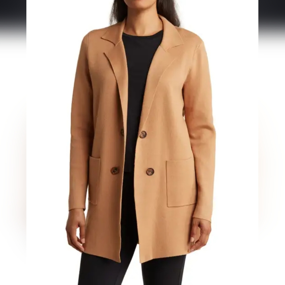 Women's Tan Blazer Coat Button Up NWOT